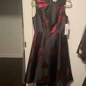 Calvin Klein Elegant Black and Red Floral Dress